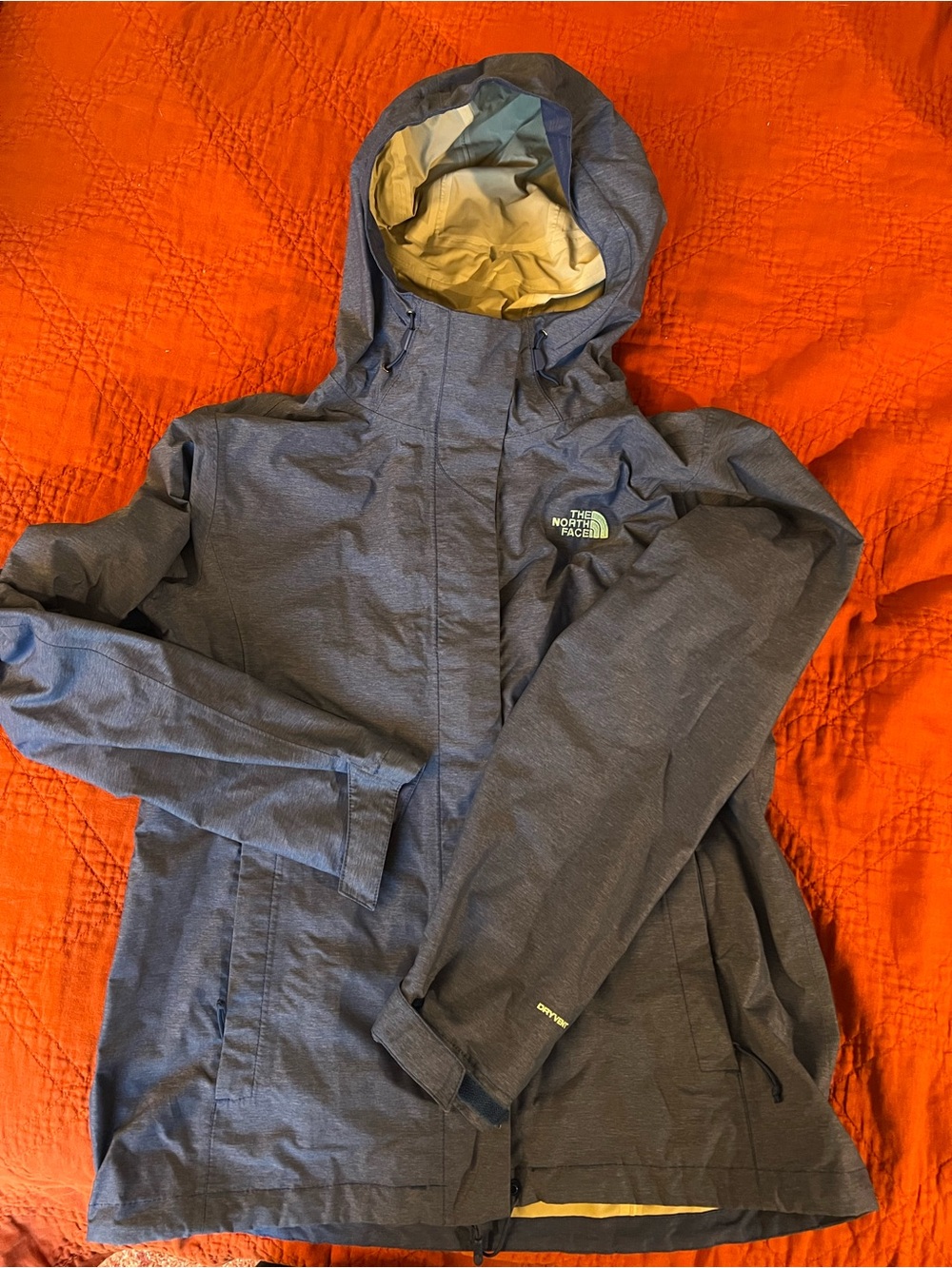 The North Face Hooded Shell Jacket - Heathered Blue with Cream Lining